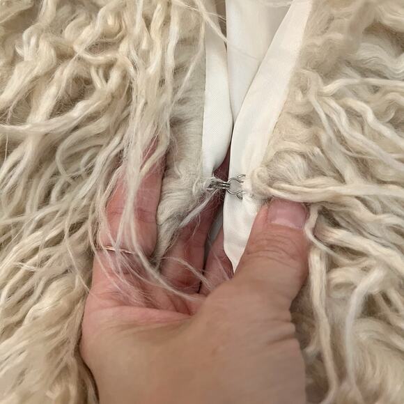 Edikted Penny Lane Jacket Medium Cream Faux Suede Shaggy Furry Boho Retro Hippie - Picture 5 of 11